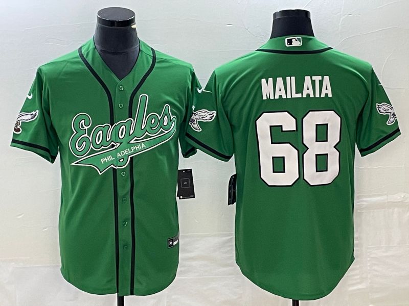 Men Philadelphia Eagles #68 Mailata Green Co Branding Game NFL Jersey style